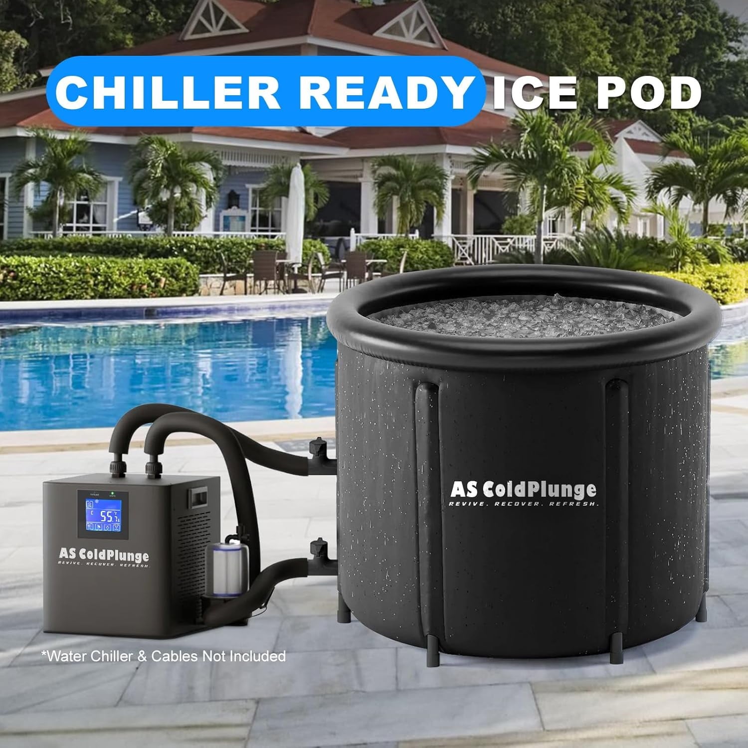 AS Coldplunge XL Ice Bath Tub for Cold Plunge, Ice Pod with Lid & Cover, Inflatable Ice Bucket with 2 Drain Valves for Chiller, Cold Therapy Recovery