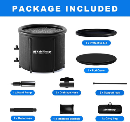 AS Coldplunge XL Ice Bath Tub for Cold Plunge, Ice Pod with Lid & Cover, Inflatable Ice Bucket with 2 Drain Valves for Chiller, Cold Therapy Recovery