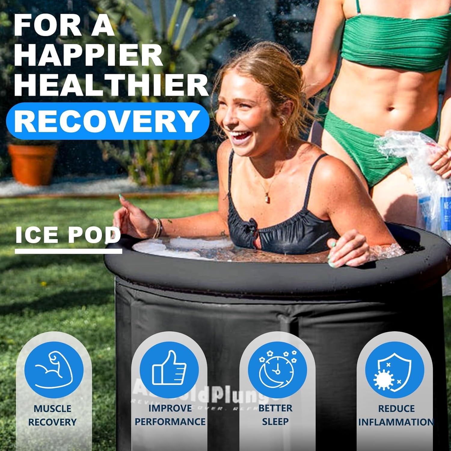 AS Coldplunge XL Ice Bath Tub for Cold Plunge, Ice Pod with Lid & Cover, Inflatable Ice Bucket with 2 Drain Valves for Chiller, Cold Therapy Recovery