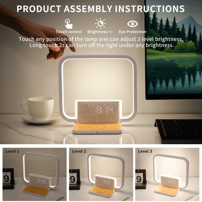 Sunrise Alarm Clock for Heavy Sleepers,Touch Lamps for Nightstand with Wireless Charger Station for Iphone/Samsung,Sound Machine