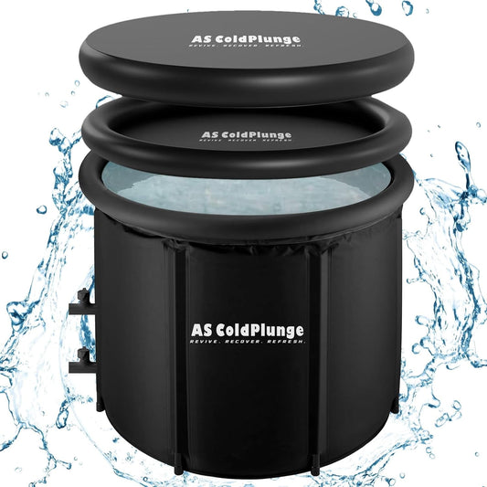 AS Coldplunge XL Ice Bath Tub for Cold Plunge, Ice Pod with Lid & Cover, Inflatable Ice Bucket with 2 Drain Valves for Chiller, Cold Therapy Recovery